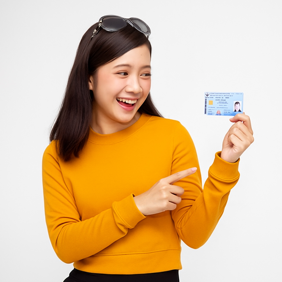 girl with id card